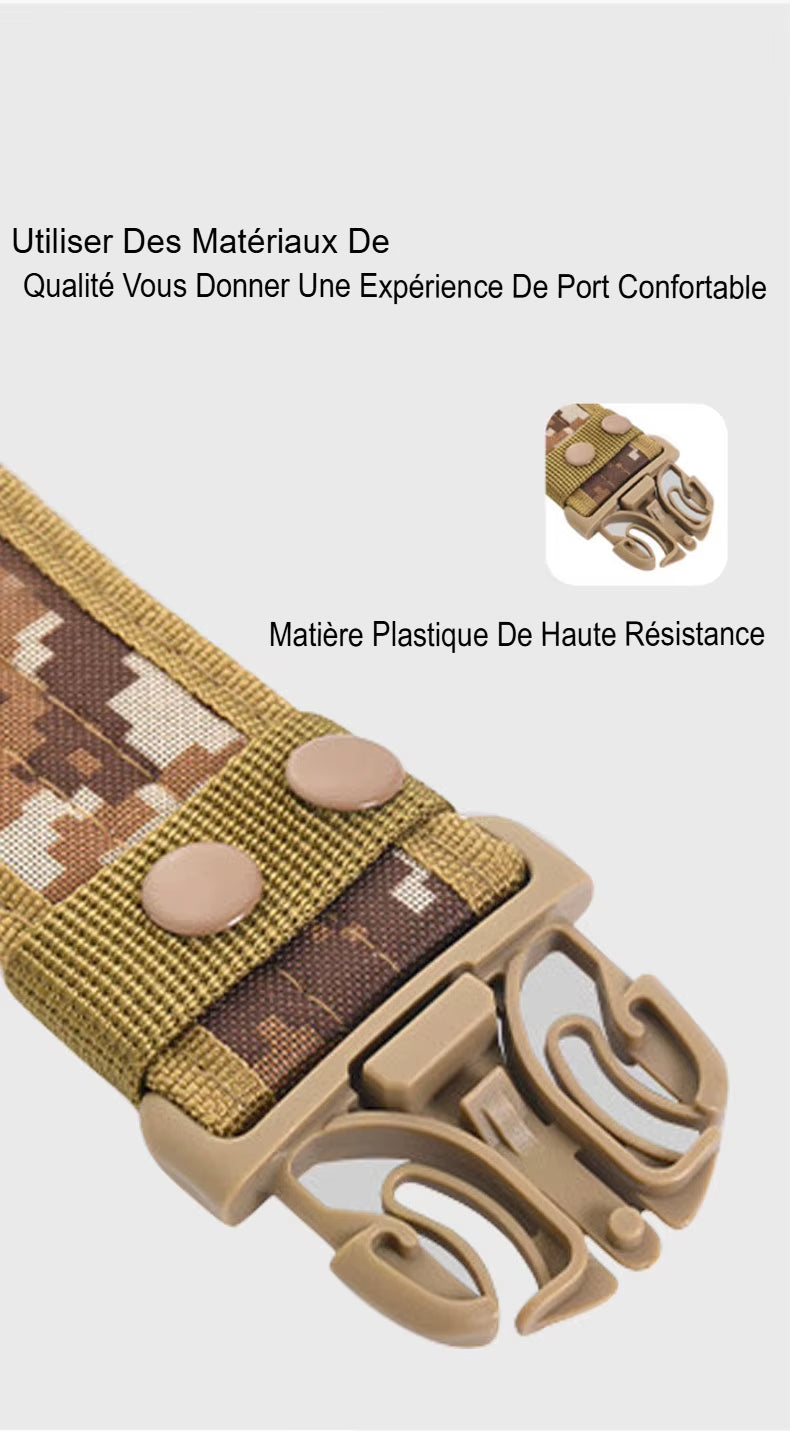 Nouvelle Ceinture Tactique pour Hommes à Libération Rapide – Large Ceinture en Nylon Camouflage pour l’Alpinisme, la Randonnée, le Travail et la Pêche