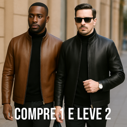 Jaqueta De Couro Masculina Montvani MV114 - compre 1 e leve 2