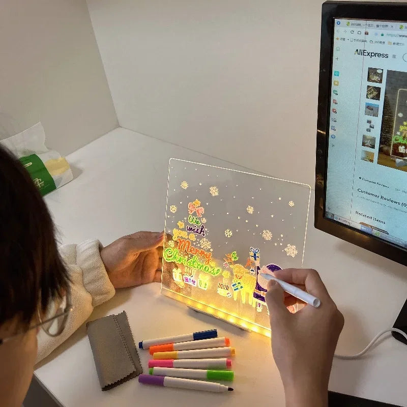 Quadro para desenhar com canetas LED neon