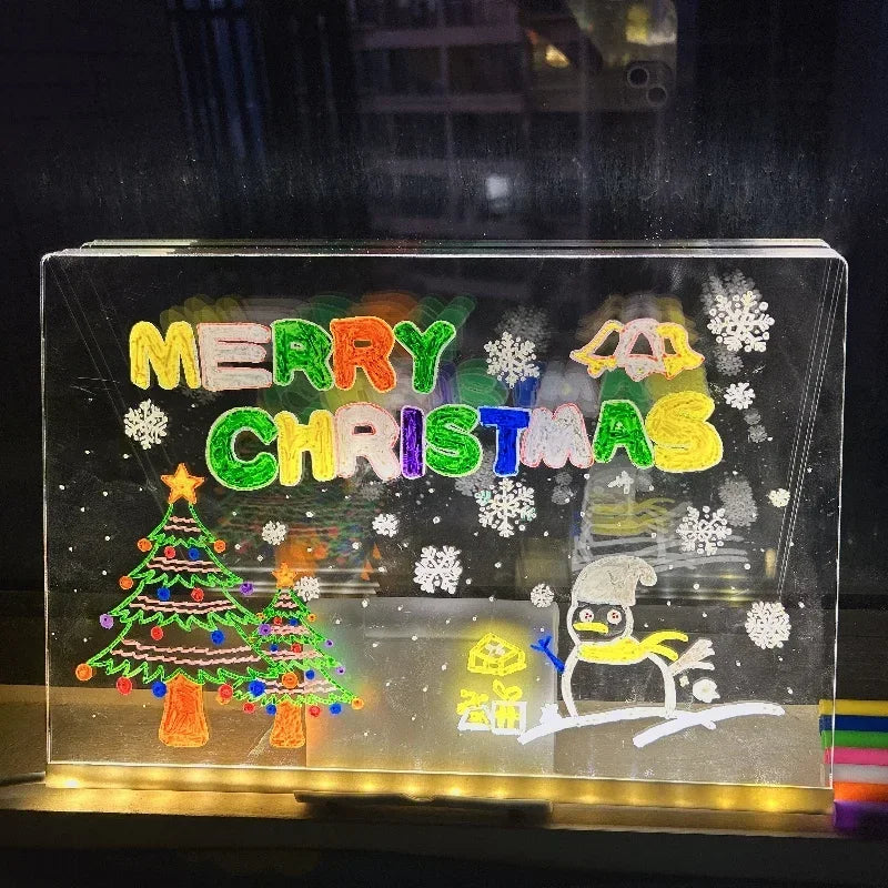 Quadro para desenhar com canetas LED neon