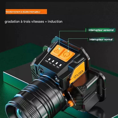 Lampe Frontale à Zoom Super Puissante - Rechargeable par USB - Achetez-en 1 et recevez-en 2