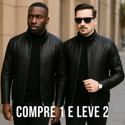 Jaqueta De Couro Masculina Montvani MV114 - compre 1 e leve 2