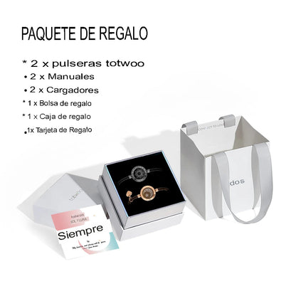 Pulseira que vibra ao toque em formato de lua e sol.