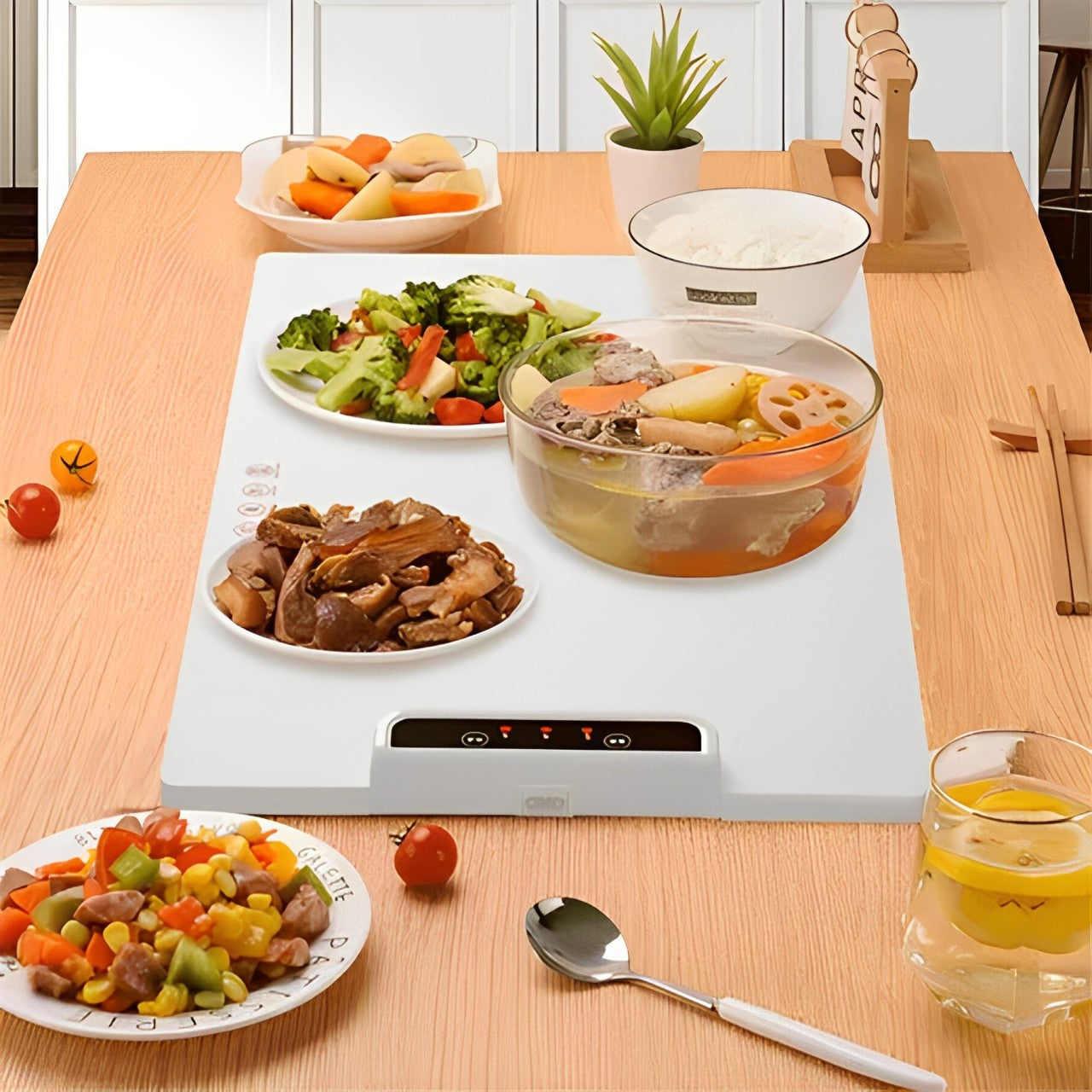 Bandeja Elétrica para Aquecer Alimentos com Temperatura Ajustável e Dobrável